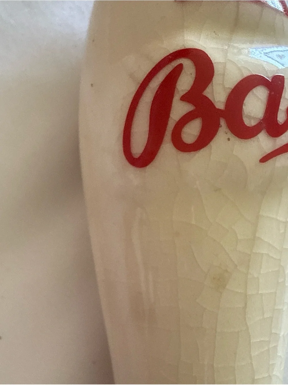 Bass Ceramic Tap Handle in Cream, Black & Red - Bass has some wear